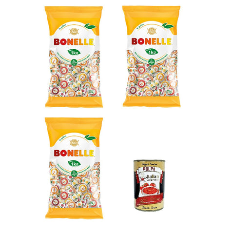 Bonelle Geleès PETIT Weichbonbons ohne tierische Gelatine, natürliche Aromen 3x1000gr Original italienisch inkl. Italian Gourmet Polpa 400g