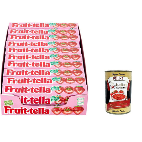 Fruittella Stick Erdbeere 85gr Packung mit 20 Stück Original italienisch inkl. Italian Gourmet Polpa 400g