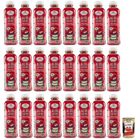 L' Angelica Health Drink Null Zucker Aloe Drink, Getränk auf Basis von Schwarze Karotte und Granatapfel, Einweg - PET - Flasche 24x 500ml inkl. Italian Gourmet Polpa di Pomodoro 400g Dose Original italienisch