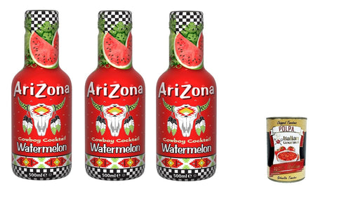 Italian Gourmet E.R. Fruchtsäfte 3x Arizona – Wassermelonen-Fruchtsaft-Cocktail – Wassermelonen-Saft-Cocktail – 500 ml + Italian Gourmet polpa 400g 613008739089