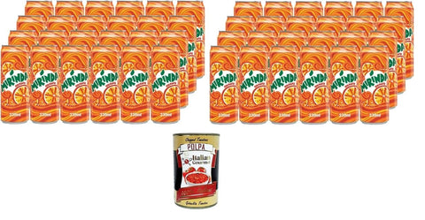 Mirinda Orange, bevanda all'arancia Orange, Orangengetränk 48x330ml Original italienisch inkl. Italian Gourmet Polpa 400g