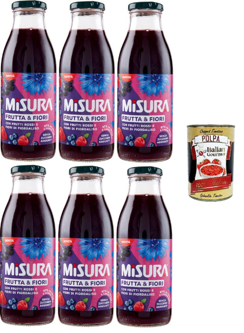 Misura Frutti & Fiori Fruchtsäfte Rote Früchte und Kornblumenblüten 6x500ml Original italienisch inkl. Italian Gourmet Polpa 400g