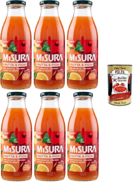 Misura Frutti & FioriArancia Zenzero e Fiori di Ibisco Orangen - Ingwer und Hibiskusblüten 6x500ml inkl. Italian Gourmet polpa 400g Original italienisch