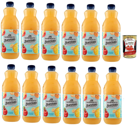 San Benedetto Succoso Ananas Fusion PET flasche 12x 1,5 Lt Fruchtsaft saft Original italienisch inkl. Italian Gourmet Polpa 400g