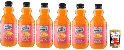 San Benedetto Succoso Zero ACE (carota, arancia, limone) PET, PET Karotte, Orange, Zitrone ohne zucker Fruchtsaft saft, Carrot, orange, lemon juice sugar free 6x 90cl inkl. Italian Gourmet polpa 400g Original italienisch