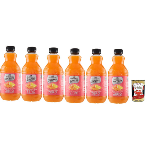 San Benedetto Succoso Zero ACE (carota, arancia, limone) PET, PET Karotte, Orange, Zitrone ohne zucker Fruchtsaft saft, Carrot, orange, lemon juice sugar free 6x 90cl inkl. Italian Gourmet polpa 400g Original italienisch