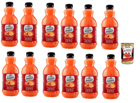 San Benedetto Succoso Zero Arancia e Arancia Rossa PET 12x 90cl, PET Orange und Blutorange ohne zucker Fruchtsaft saft, Orange juice sugar free Original italienisch inkl. Italian Gourmet Polpa 400g