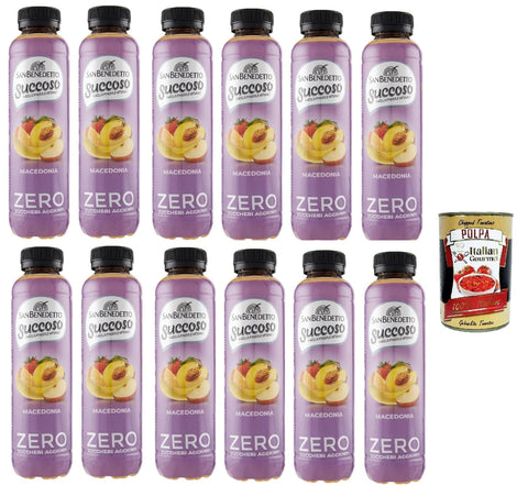 Italian Gourmet E.R. Fruchtsäfte San Benedetto Succoso Zero Macedonia PET 12x 40cl, PET Mazedonien ohne zucker Fruchtsaft saft, Macedonia juice sugar free + Italian Gourmet polpa 400g 8032804040014