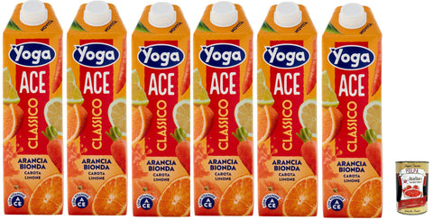 Italian Gourmet E.R. Fruchtsäfte Yoga Fruchtsaft ACE Classic Orange Blonde Karotte Zitrone mit Vitaminen 6x 1000 ml + Italian Gourmet polpa 400g 8032804040014