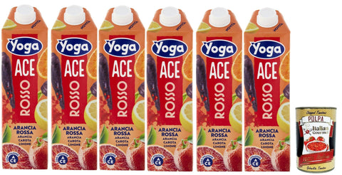 Italian Gourmet E.R. Fruchtsäfte Yoga Fruchtsaft ACE Rosso, Rote Blutorange Orange Karotte Zitrone 6x 1000 ml + Italian Gourmet polpa 400g 8032804040014