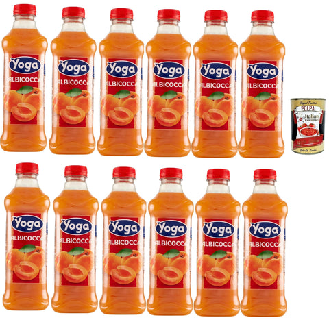 Italian Gourmet E.R. Fruchtsäfte Yoga Succo di frutta Albicocca, Aprikose Früchte Fruchtsaft Getränk Fruchtgeschmack PET flasche 12x 1000 ml fruit juice + Italian Gourmet polpa 400g