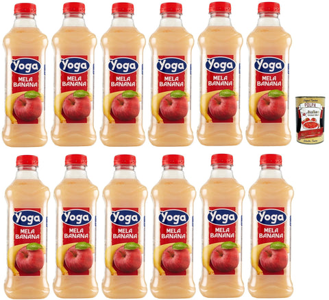 Italian Gourmet E.R. Fruchtsäfte Yoga Succo di frutta Mela Benana, Apfel und Banane Früchte Fruchtsaft Getränk Fruchtgeschmack PET flasche 12x 1000 ml fruit juice + Italian Gourmet polpa 400g 8032804040014