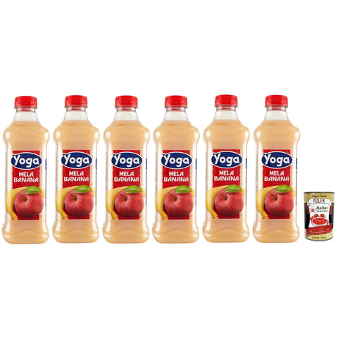 Yoga Succo di frutta Mela Benana, Apfel und Banane Früchte Fruchtsaft Getränk Fruchtgeschmack PET flasche fruit juice 6x 1000 ml inkl. Italian Gourmet polpa 400g Original italienisch