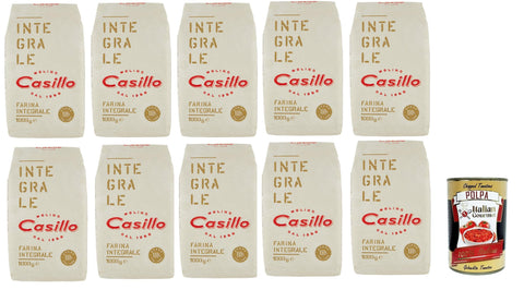 Italian Gourmet E.R. Gebäck Molino Casillo, farina integrale Vollkornmehl Mehl zartes Vollkorn wholemeal flour 10x 1 kg + Italian Gourmet polpa 400g 8032804040014