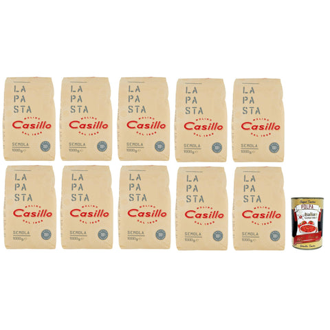 Casillo Molino, Semola di Grano Duro "La pasta", Hartweizengrieß, 100% italienisch, ideal für die Vorbereitung einer Pasta mit einem authentischen Geschmack 10x 1kg Original italienisch inkl. Italian Gourmet Polpa 400g
