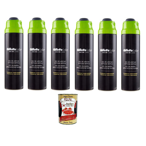 Gillette Labs Gel da Barba Applicazione Rapida Labs Rasiergel für schnelle Anwendung, 6x198 ml Original italienisch inkl. Italian Gourmet Polpa 400g