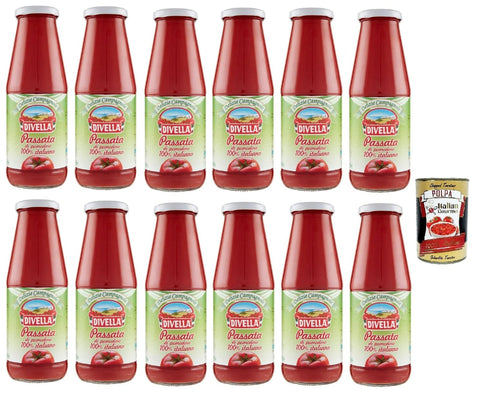 Italian Gourmet E.R. Gemüse 12x Divella Delizie Campagnole Passata di Pomodoro Tomatenpaste Tomaten sauce 100% Italienisch 680g + Italian Gourmet Polpa 400g 8005121210101