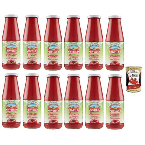 Divella Delizie Campagnole Passata di Pomodoro Tomatenpaste Tomaten sauce 100% Italienisch 680g 12x Original italienisch inkl. Italian Gourmet Polpa 400g