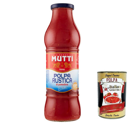 Italian Gourmet E.R. Gemüse 12x Mutti Polpa di Pomodoro Rustica, Tomatenpulpe Tomatensauce Tomaten 100% Italienisch 690g + Italian Gourmet polpa 400g 8032804040014