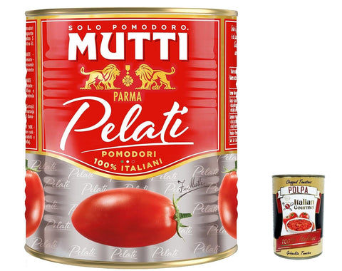 Italian Gourmet E.R. Gemüse 12x Mutti Pomodori Pelati Geschälte Tomaten 100 % italienische Tomaten 800g Dose Tomaten Sauce + Italian Gourmet polpa 400g 8032804040014