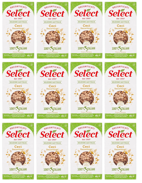 Italian Gourmet E.R. Gemüse 12x Select Ceci Decorticati Geschälte Kichererbsen 100% Italienische Hülsenfrüchte Papier Verpackung von 400g 8006280030470