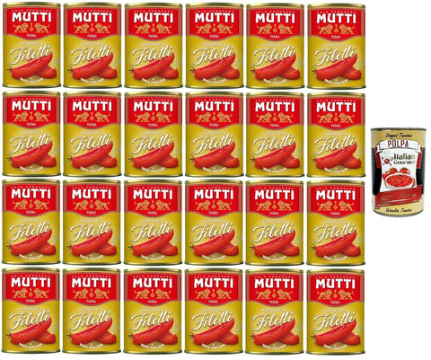 Italian Gourmet E.R. Gemüse 24x Mutti Filetti - Tomaten, 100% Italien 400g Dose+ Italian Gourmet polpa 400g 8005110550560