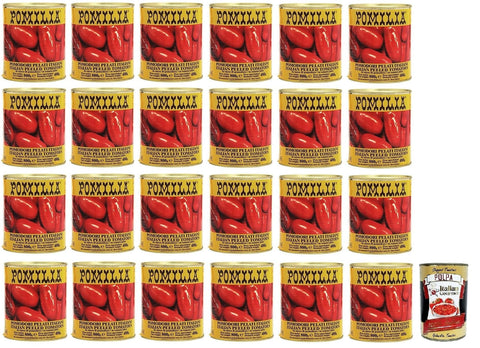 Pomilia Pomodori Pelati,Geschälte Tomaten,100% italienische Tomaten,800gDose 24x Original italienisch inkl. Italian Gourmet Polpa di Pomodoro 400g Dose