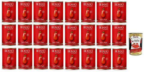 Italian Gourmet E.R. Gemüse 24x Rosso Gargano Geschälte Tomaten aus Apulien Italienisches dose mit 400 Gramm + Italian Gourmet polpa 400g 8033837720027