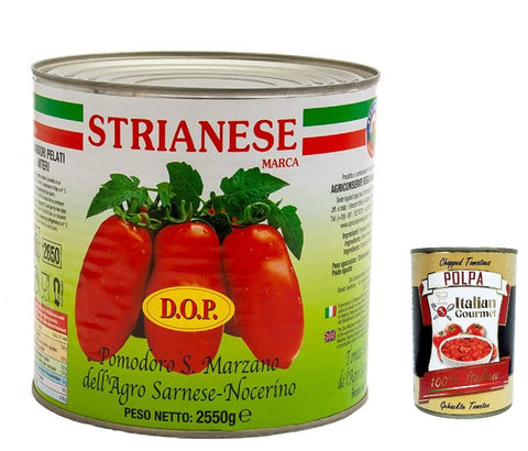 Strianese Geschälte San Marzano Tomaten 3Kg Ganz 3x Original italienisch inkl. Italian Gourmet Polpa 400g