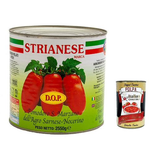 Strianese Geschälte San Marzano Tomaten 2.5Kg Ganz 3x Original italienisch inkl. Italian Gourmet Polpa 400g
