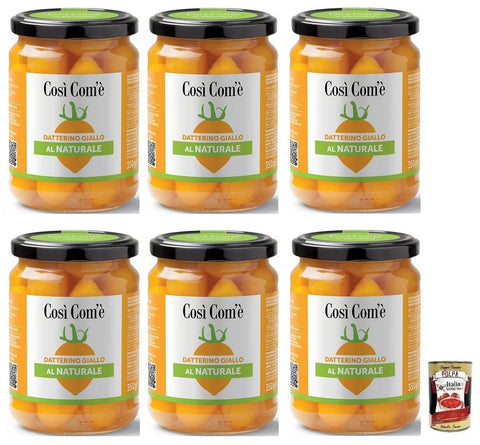 Cosi com'è Così Com'è Datterino Giallo al Naturale, Natürliche Gelbe Datterino - Tomate, Italienische Tomaten, Glas 6x 350g inkl. Italian Gourmet Polpa di Pomodoro 400g Dose Original italienisch