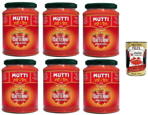 Mutti DATTERINI INTERI in succo -DATTELN in Saft 350 GR 6x Original italienisch inkl. Italian Gourmet Polpa 400 g