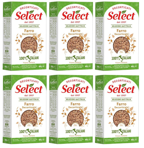 Italian Gourmet E.R. Gemüse 6x Select Farro Decorticato Geschälter Dinkel 100% Italienische Hülsenfrüchte Papier Verpackung von 400g 8006280120072