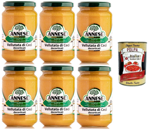 Italian Gourmet E.R. Gemüse Annese Vellutata di Ceci Decorticati Dekorierte Kichererbsencremesuppe 6x 360gr + Italian Gourmet polpa 400g 8032804040014