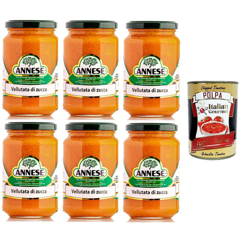 Annese Vellutata di Zucca Delicata e Nutriente Zarte und nahrhafte Kürbissuppe 6x360gr inkl. Italian Gourmet polpa 400g Original italienisch
