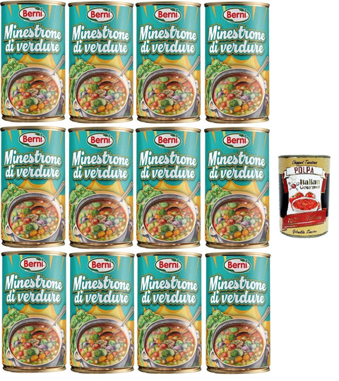 Italian Gourmet E.R. Gemüse Berni Minestrone di Verdure. Sano,Gustosto, Leggero Gemüse-Minestrone. Gesund, lecker, leicht 12x420gr + Italian Gourmet polpa 400g 8032804040014