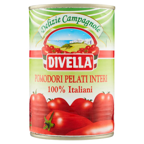 Italian Gourmet E.R. Gemüse Divella Pomodori Pelati Pflaumenschälende Tomaten, 100 % italienisch 24 x 400 g + Italian Gourmet Polpa 400g 8005121006124