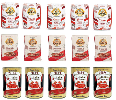 Italian Gourmet E.R. Gemüse Testpaket 5x Caputo Pizzeria 1kg 5x Cuoco 1kg und Italian Gourmet Polpa di pomodoro Fein gehacktes Tomatenmark 5x 400g 8032804040014