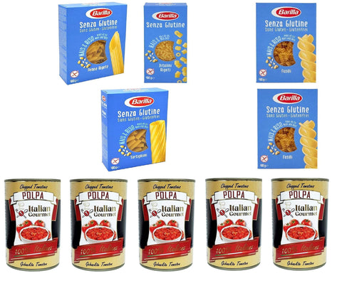 Italian Gourmet E.R. Gemüse TESTPAKET Barilla senza Glutine Glutenfrei pasta nudeln 5 x 400G und Italian Gourmet Polpa di pomodoro Fein gehacktes Tomatenmark 5x 400g 8032804040014