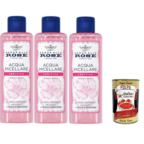 Acqua alle Rose Acqua Micellare Lenitiva per Pelli Sensibili, Rosenwasser Beruhigendes Mizellenwasser für 3x200ml Original italienisch Getränk