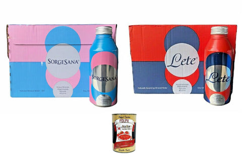 Italian Gourmet E.R. Getränke, Kaffee & Tee ICON Testpaket Lete-Sorgesana- 12x Sorgensana Naturwasser 12x Mineral Lete Wiederverwendbares Aluminiumflaschenformat | Natürliches Brausemittel | 24 x 473,2 ml+ Italian Gourmet polpa 400g 80833482