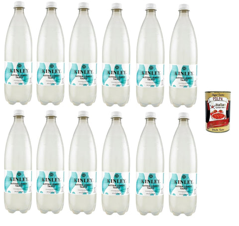 Italian Gourmet E.R. Getränke, Kaffee & Tee KINLEY Bitter Lemon Taste ZITRONEN-TONIC-WASSER 12x 1lt+ Italian Gourmet polpa 400g 8032804040014