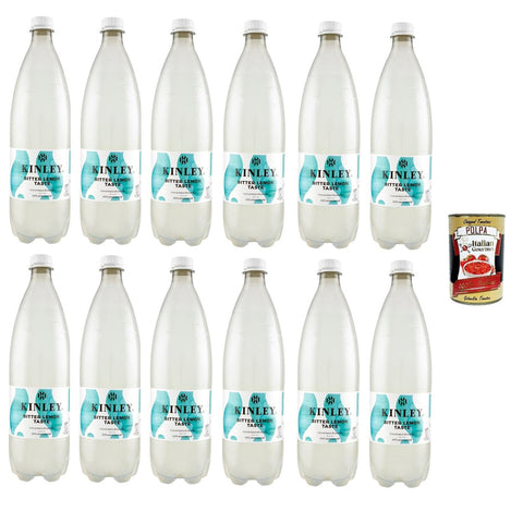 KINLEY Bitter Lemon Taste ZITRONEN TONIC WASSER 12x1l Original italienisch Getränk