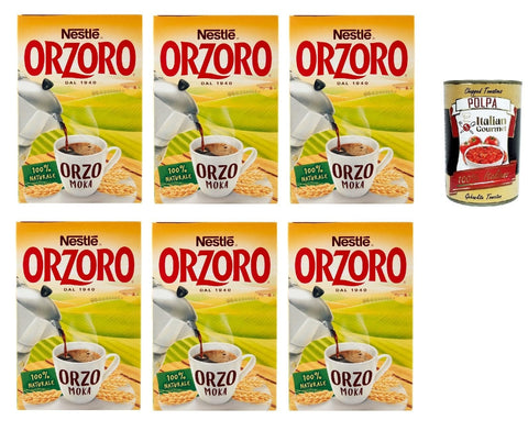 Nestle Orzoro Marconato per Moka Classico,Erdgerste für Moka, lösliche Gerste Getreidekaffee kaffee 6x 500 gr Original italienisch inkl. Italian Gourmet Polpa 400g