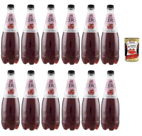 Italian Gourmet E.R. Getränke, Kaffee & Tee San benedetto Frutti rossi zero, Kohlensäurehaltiges Erfrischendes Rote Früchte sugarfree, italienisches Alkoholfreies Getränk ohne Zucker, 12x 75cl Einweg-PET+ Italian Gourmet polpa 400g 8032804040014