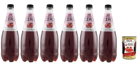 Italian Gourmet E.R. Getränke, Kaffee & Tee San benedetto Frutti rossi zero, Kohlensäurehaltiges Erfrischendes Rote Früchte sugarfree, italienisches Alkoholfreies Getränk ohne Zucker, 6x 75cl Einweg-PET+ Italian Gourmet polpa 400g 8032804040014
