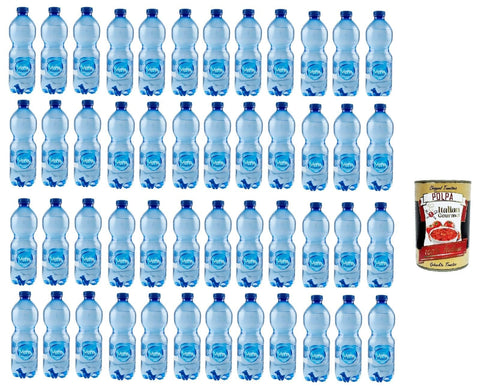 Italian Gourmet E.R. Getränke, Kaffee & Tee Vera, Acqua Frizzante Oligominerale,Oligomineral Sprudelwasser Einweg - PET - Flasche 24x 500ml + Italian Gourmet Polpa di Pomodoro 400g Dose 8032804040014