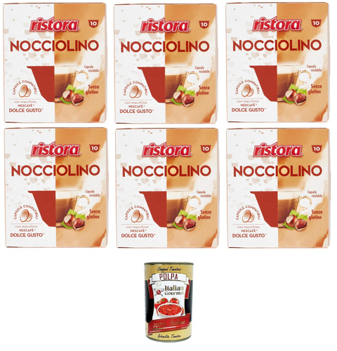 Italian Gourmet E.R. Getränkepulver Ristora Nocciolino Capsule Compatibili Nocciolino-kompatible Kapseln Glutenfreie 6x 140gr + Italian Gourmet polpa 400g 8032804040014