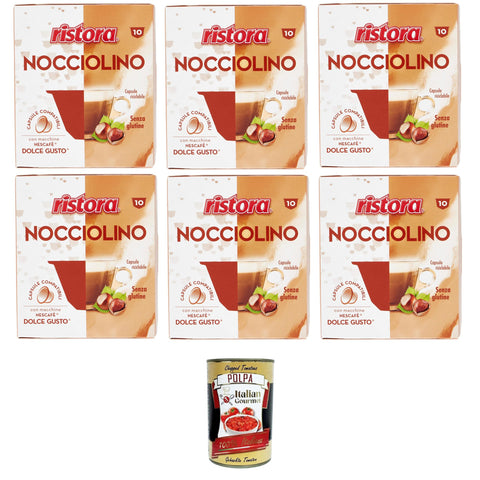 Ristora Nocciolino Capsule Compatibili Nocciolino-kompatible Kapseln Glutenfreie 6x 140gr Original italienisch inkl. Italian Gourmet Polpa 400g