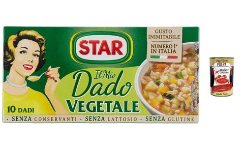 Star il Mio Dado Vegetale mit 9 Gemüsesorten, ohne Konservierungsstoffe, laktosefrei und glutenfre 6x Original italienisch inkl. Italian Gourmet Polpa 400g